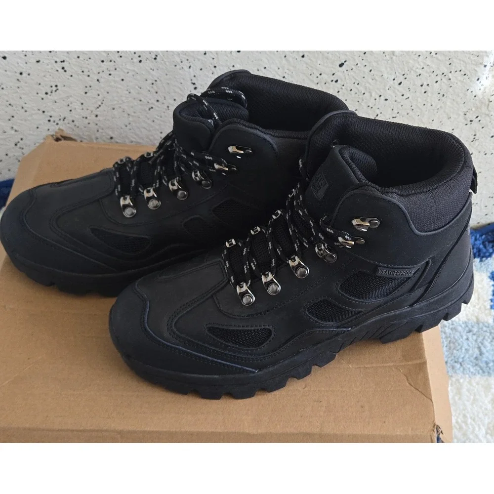 Smiths Workwear Mens Black High Top Hiking Waterproof Boots‎ Size 9.5